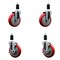 Service Caster 5'' Red Poly Wheel Swivel 1-3/8'' Expanding Stem Caster Set 2 Brakes, 4PK SCC-EX20S514-PPUB-RED-2-TLB-2-138 - alternate 1